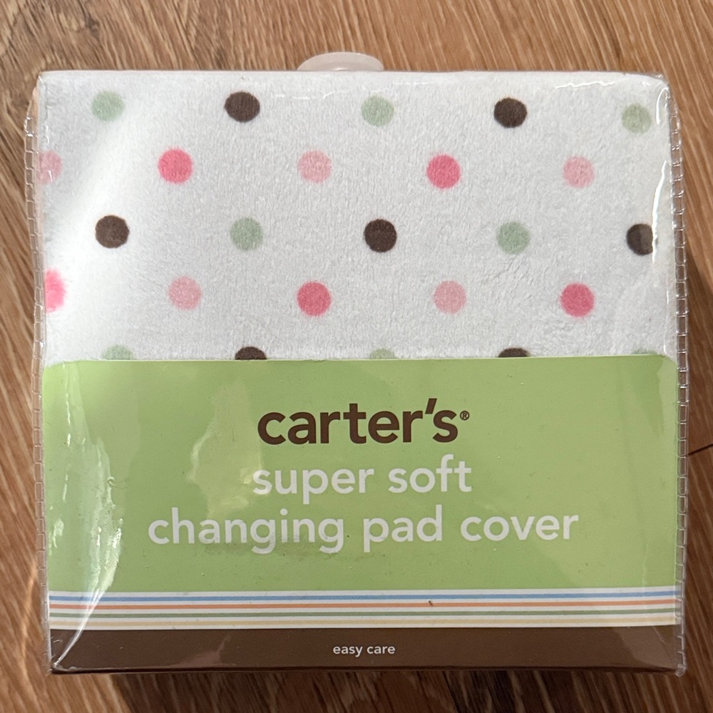 Carter's Soft Changing Pad Cover - White with Pink and Brown Dots